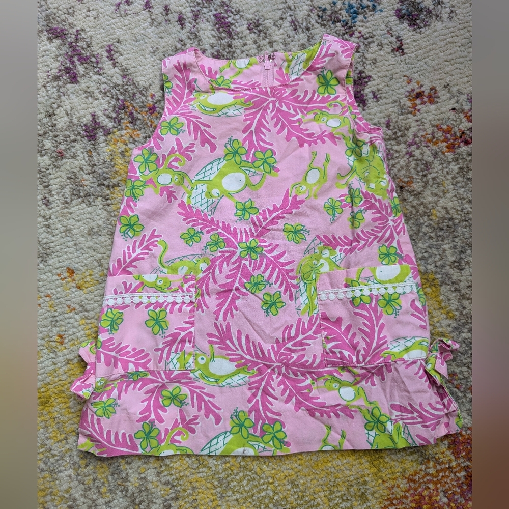 Lilly Pulitzer Dress 2T Girls Kids Mommy and Me Green Monkey White Label